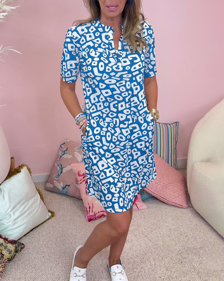 KAREN®️ | PRINT DRESS, V-NECK WITH POCKETS