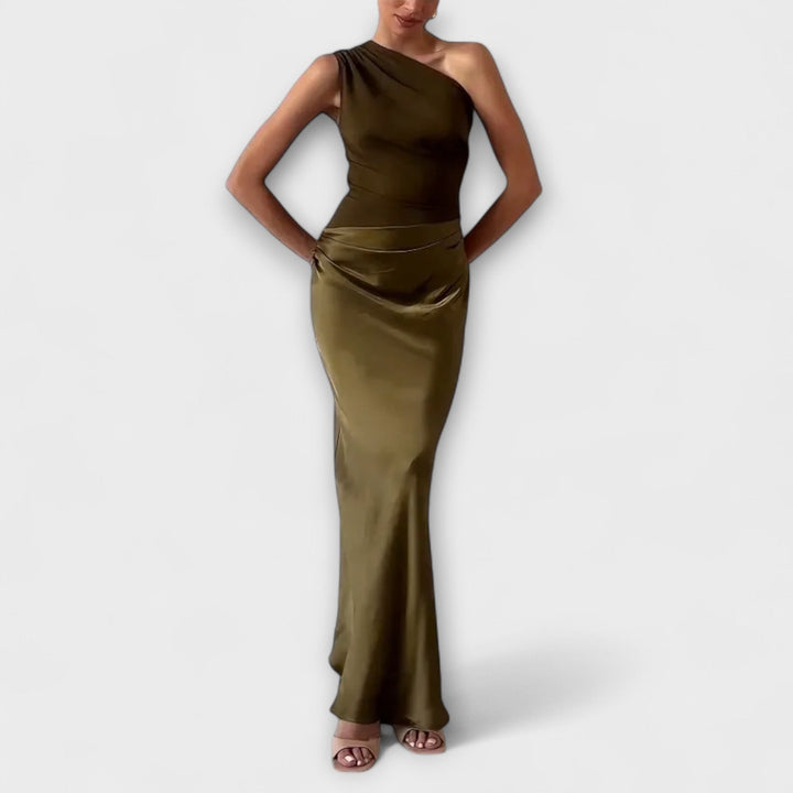 Aveline™ | One-Shoulder Pleated Maxi Dress