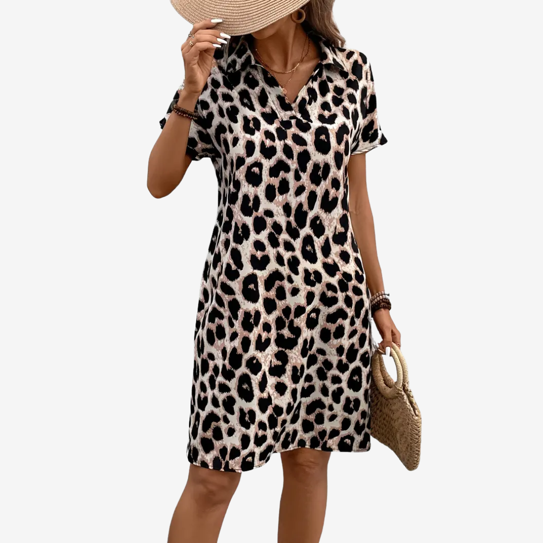 Ariana™ | Elegant Leopard Print Midi Dress