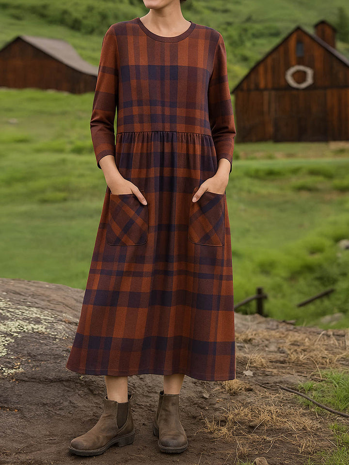Clarysa™ | Elegant Plaid A-Line Dress