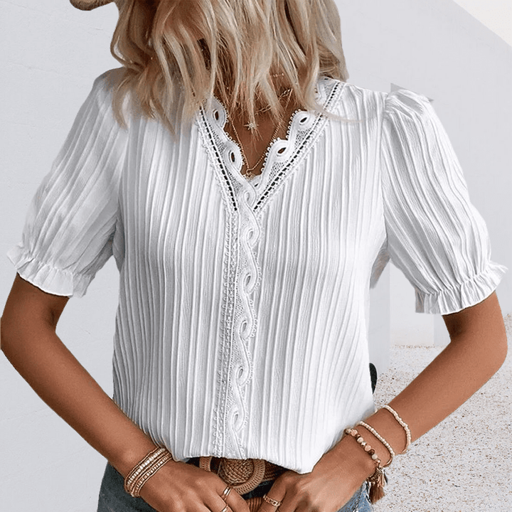 AUREVIA™ | Chic Lace Trim Shirt