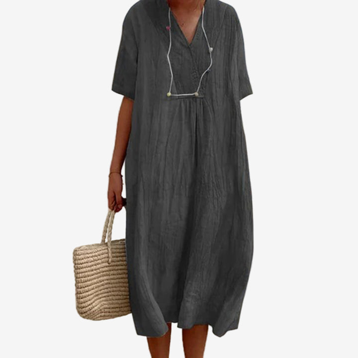 Gioellea™ | Elegant V-Neck Midi Dress