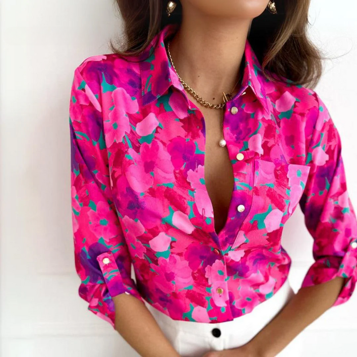 Rosalie - Stunning Hot Pink Floral Blouse