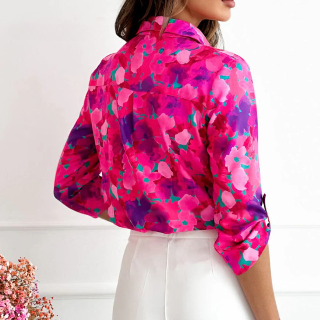 Rosalie - Bold Hot Pink Floral Blouse