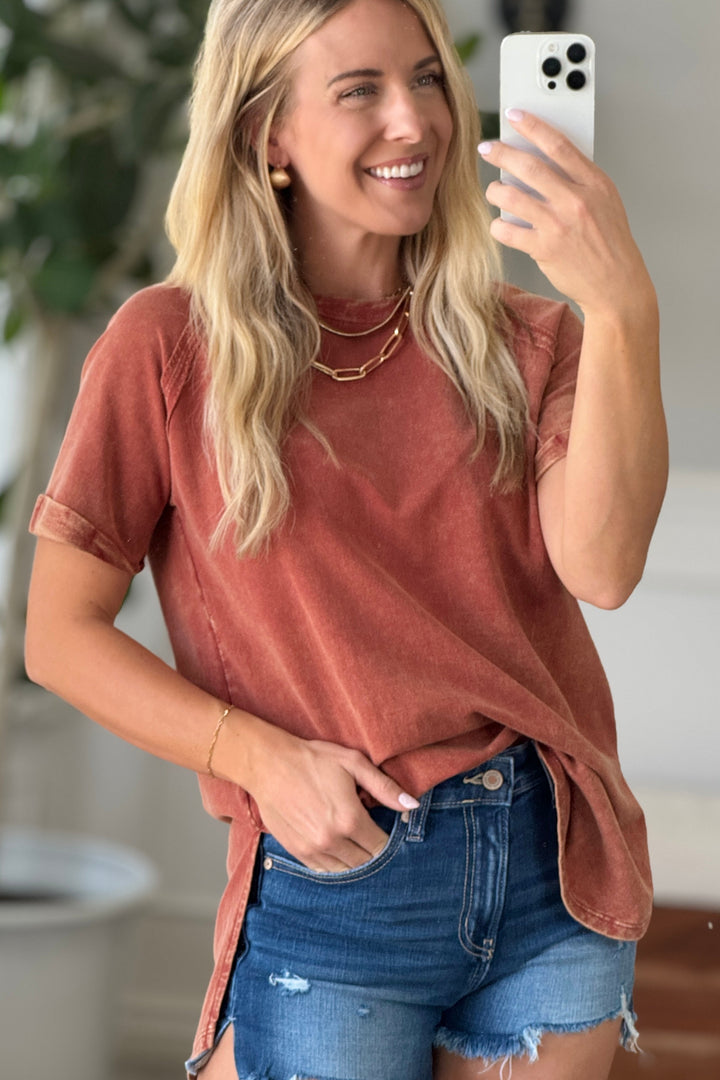 French Terry Acid Wash Top