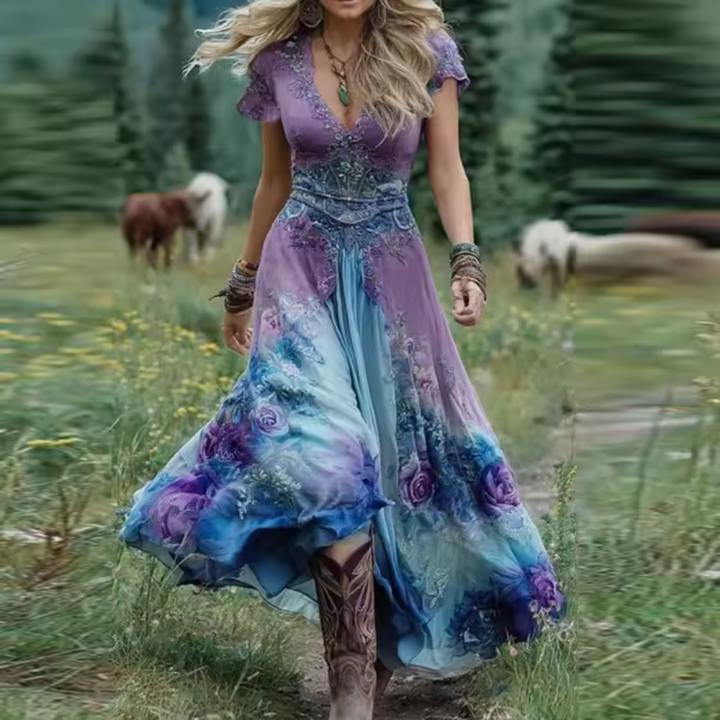 Civora™ | Chic Print Midi Dress