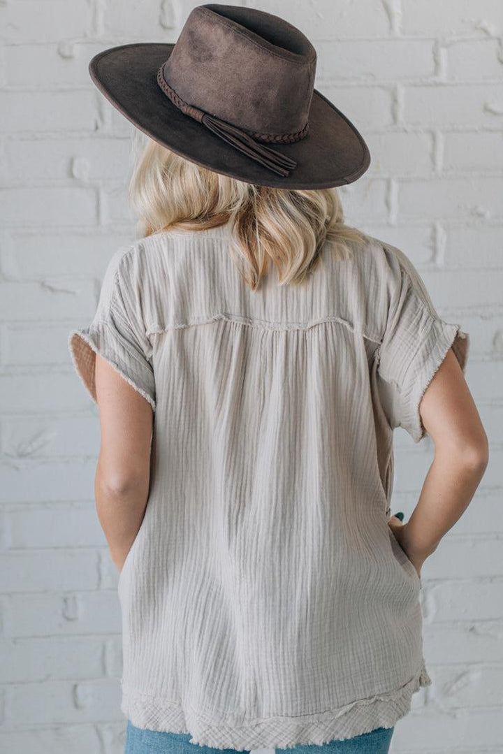 Coleen - Raw Edge Gauze Top