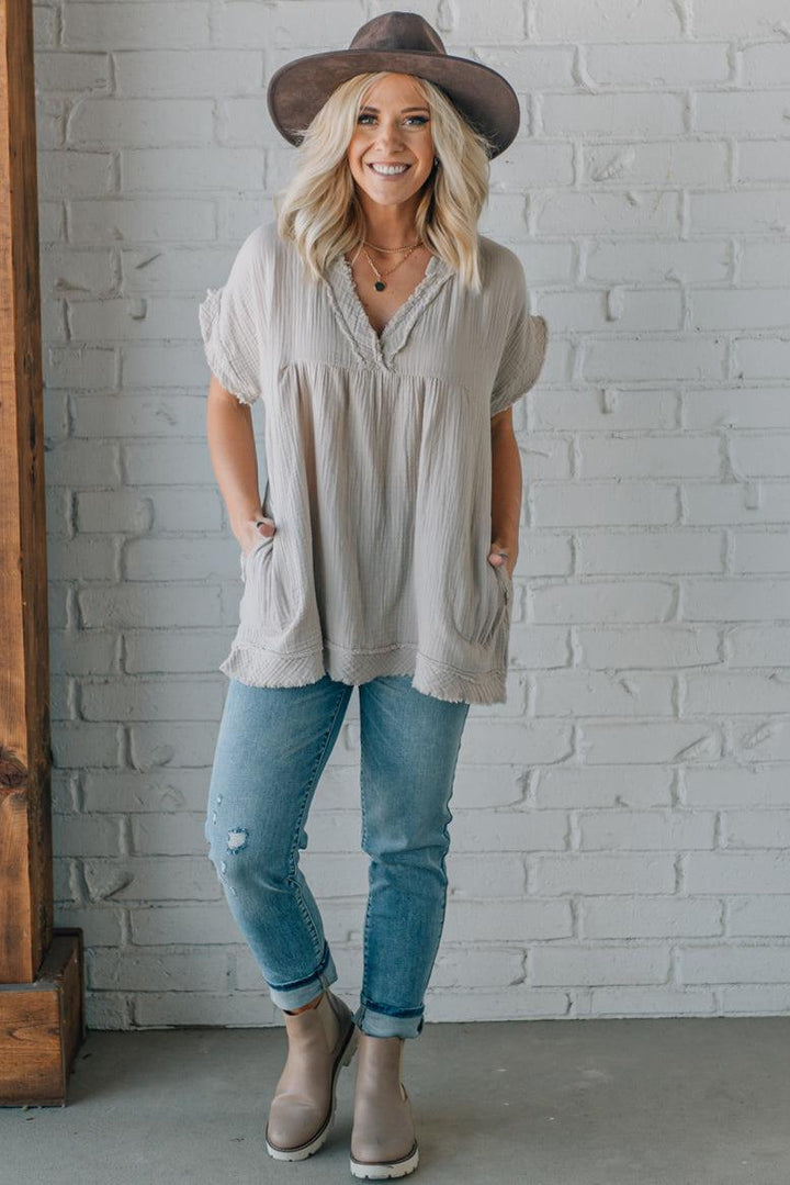 Coleen - Raw Edge Gauze Top