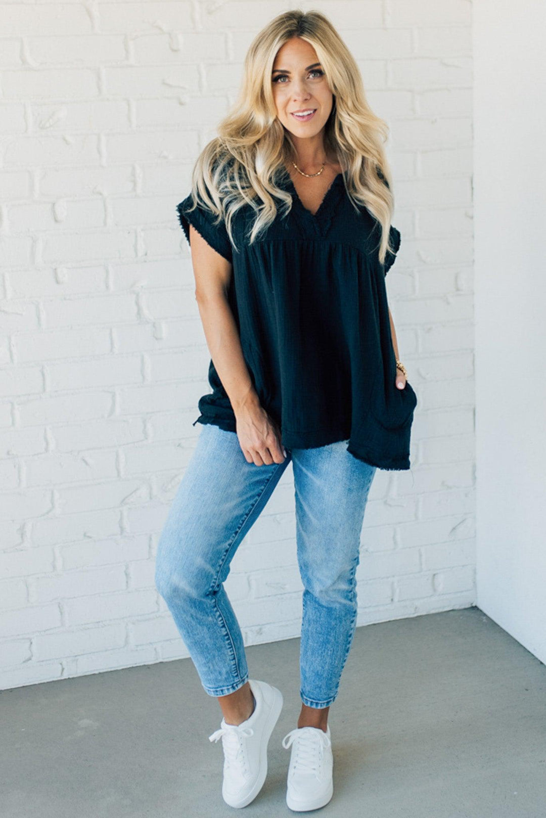 Coleen - Raw Edge Gauze Top