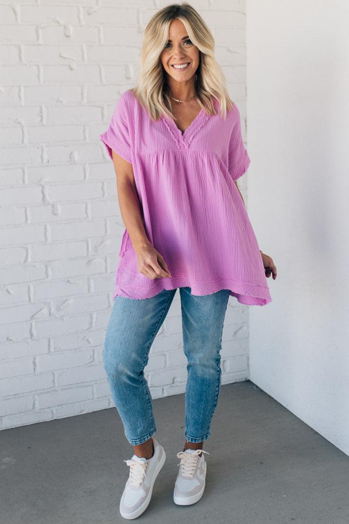 Coleen - Raw Edge Gauze Top