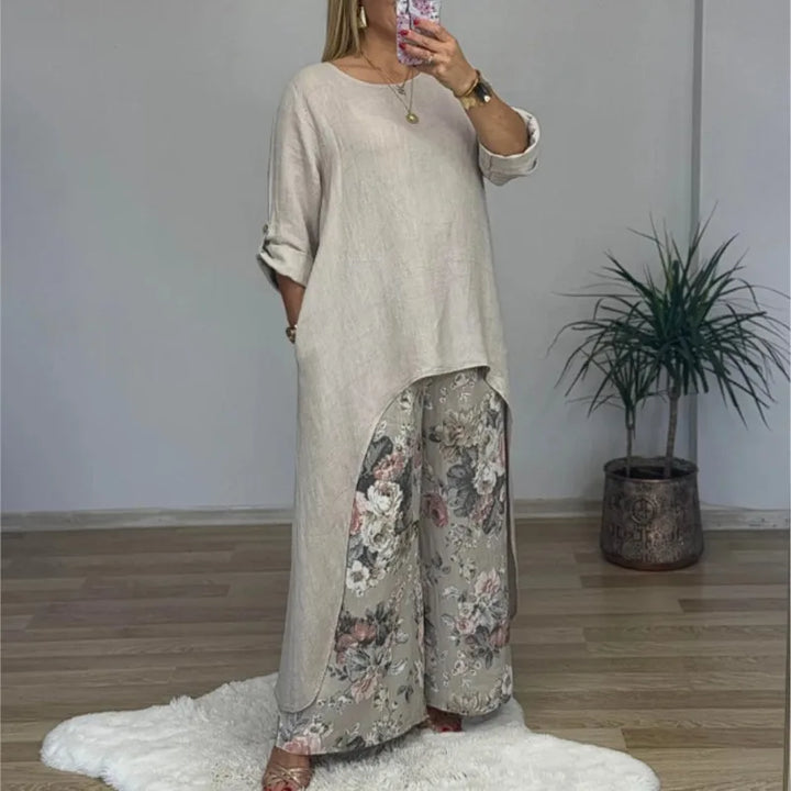 Botanique™ | Long Blouse & Floral Pants Set