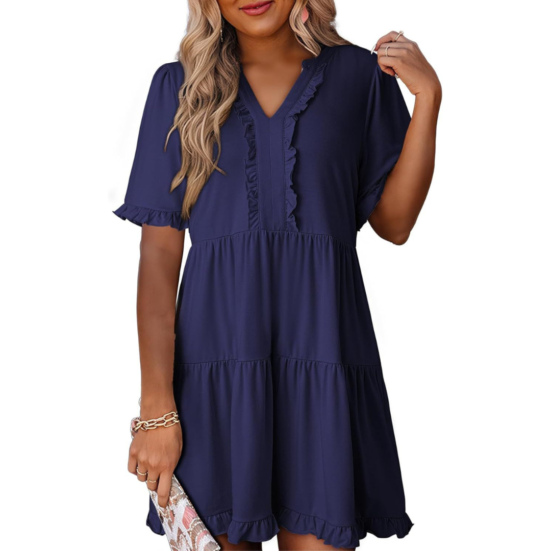 Shaila™ | Casual V-Neck Mini Dress
