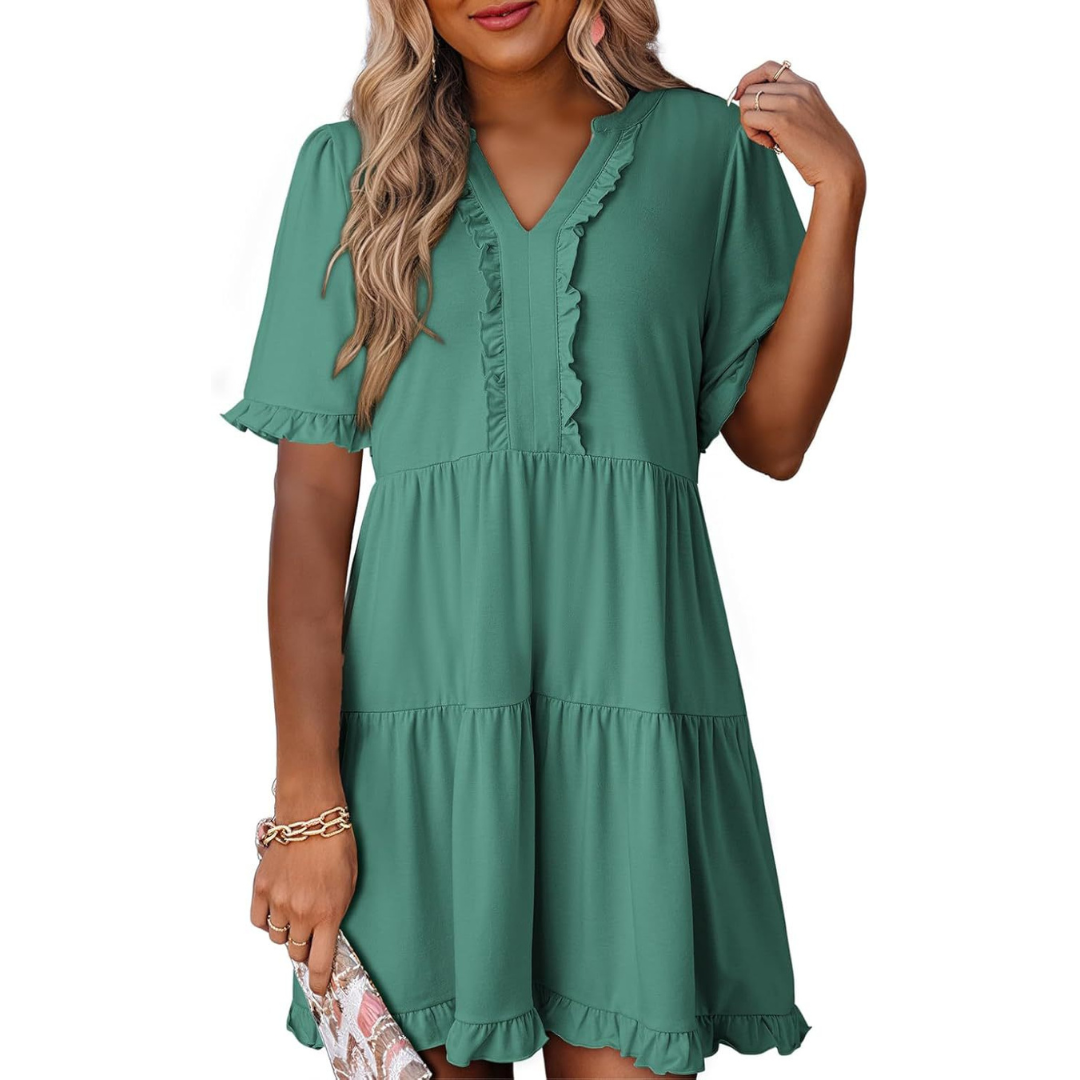Shaila™ | Casual V-Neck Mini Dress